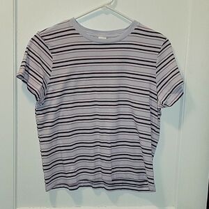 VS PINK Blue Striped Dreamer Cotton Tee, Medium
